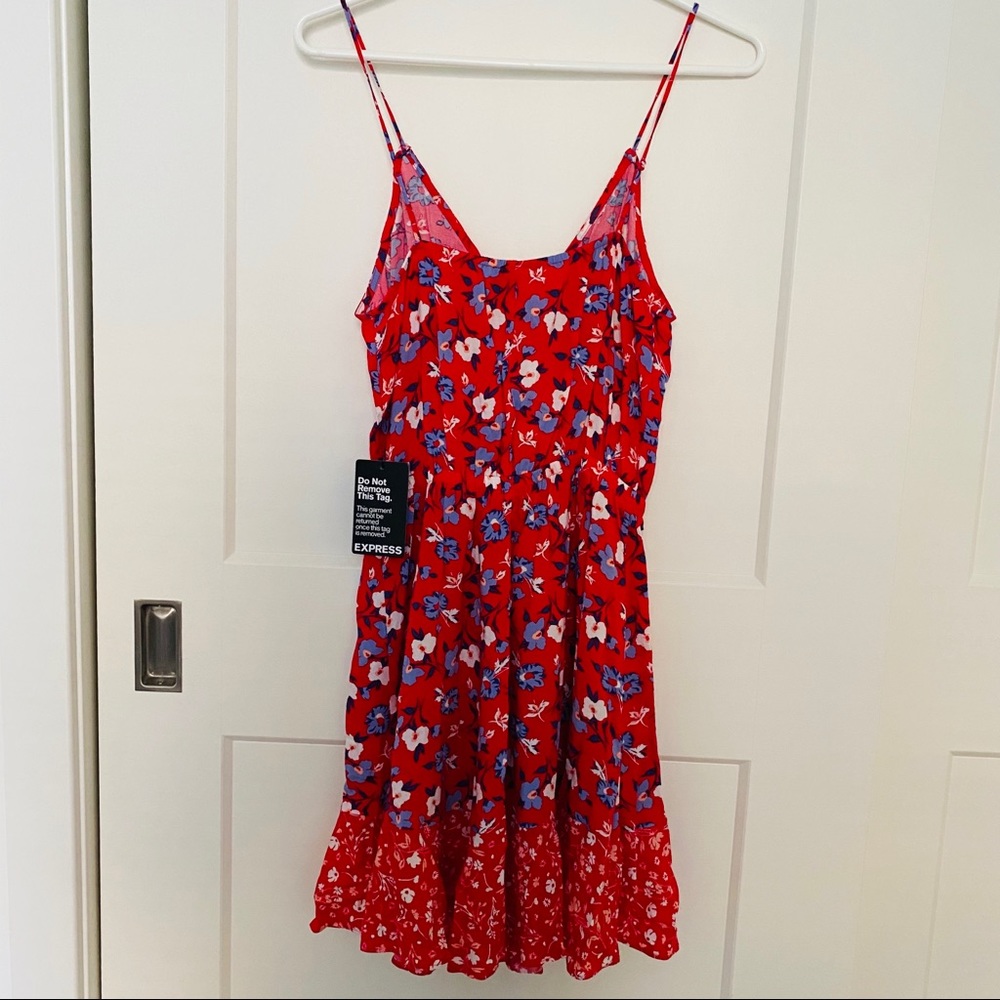 Express Mini Ruffle Wrap Dress (Red) - Picture 2 of 5